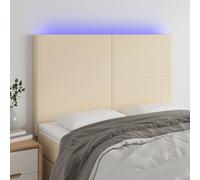 vidaXL Testiera a LED Crema 144x5x118/128 cm in Tessuto