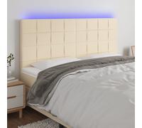 vidaXL Testiera a LED Crema 200x5x118/128cm in Tessuto, testiera Letto, testiera, testiera in Tessuto, Testata Letto, Testata