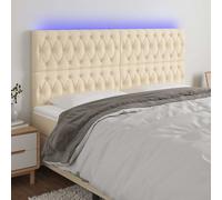 vidaXL Testiera a LED Crema 200x7x118/128 cm in Tessuto