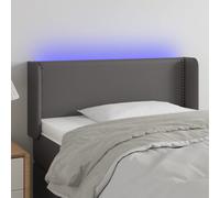 vidaXL Testiera a LED Grigio 103x16x78/88 cm in Similpelle