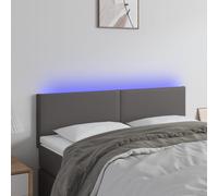 vidaXL Testiera a LED Grigio 144x5x78/88 cm in Similpelle
