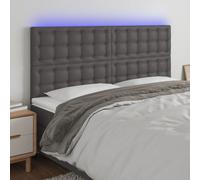 vidaXL Testiera a LED Grigio 180x5x118/128cm in Similpelle