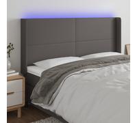 vidaXL Testiera a LED Grigio 183x16x118/128 cm in Similpelle