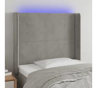 vidaXL Testiera a LED Grigio Chiaro 103x16x118/128 cm in Velluto