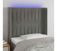 vidaXL Testiera a LED Grigio Chiaro 103x16x118/128 cm in Velluto