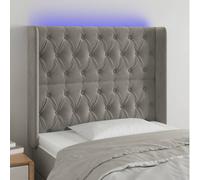 vidaXL Testiera a LED Grigio Chiaro 103x16x118/128 cm in Velluto