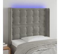 vidaXL Testiera a LED Grigio Chiaro 103x16x118/128 cm in Velluto