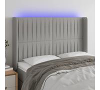 vidaXL Testiera a LED Grigio Chiaro 147x16x118/128 cm in Tessuto