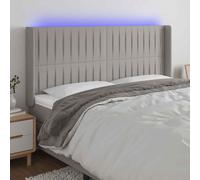 VidaXL Testiera a LED Grigio Chiaro 183x16x118/128 cm in Tessuto