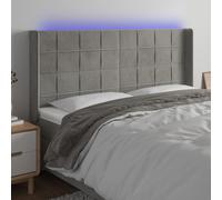 vidaXL Testiera a LED Grigio Chiaro 183x16x118/128 cm in Velluto