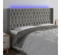 vidaXL Testiera a LED Grigio Chiaro 183x16x118/128 cm in Velluto