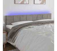 Testiera a led grigio chiaro 200x5x78/88 cm in velluto
