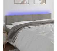 Testiera a led grigio chiaro 200x5x78/88 cm in velluto