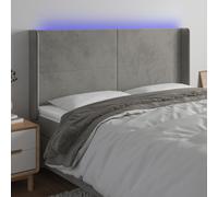 AX Testiera Letto Grigio Luci LED Tagliabile 203x16x118/128cm 2 Orecchie 3123834