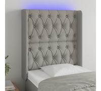 vidaXL Testiera a LED Grigio Chiaro 83x16x118/128 cm in Tessuto