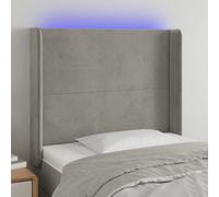 vidaXL Testiera a LED Grigio Chiaro 93x16x118/128 cm in Velluto
