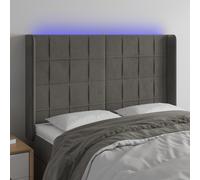 vidaXL Testiera a LED Grigio Scuro 147x16x118/128cm in Velluto