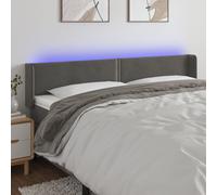 vidaXL Testiera a LED Grigio Scuro 163x16x78/88 cm in Velluto