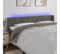 vidaXL Testiera a LED Grigio Scuro 183x16x78/88 cm in Velluto