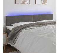 Testiera a led grigio scuro 200x5x78/88 cm in velluto