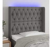 vidaXL Testiera a LED Grigio Scuro 93x16x118/128 cm in Tessuto