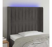 VidaXL Testiera a LED Grigio Scuro 93x16x118/128 cm in Velluto