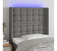 AX Testiera Letto Grigio Luci LED Tagliabile 103x16x118/128cm 2 Orecchie 3124473