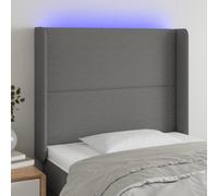 vidaXL Testiera a LED GrigioScuro 103x16x118/128cm inTessuto