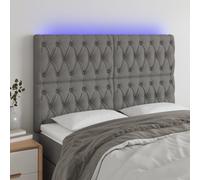 Testiera a led grigioscuro 144x7x118/128cm intessuto
