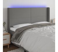 vidaXL Testiera a LED GrigioScuro 183x16x118/128cm inTessuto