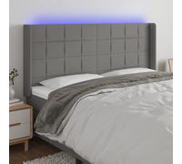 vidaXL Testiera a LED GrigioScuro 183x16x118/128cm inTessuto