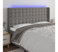 vidaXL Testiera a LED GrigioScuro 183x16x118/128cm inTessuto