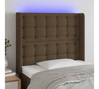 vidaXL Testiera a LED Marrone Scuro 103x16x118/128 cm in Tessuto