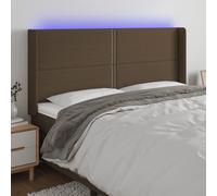 vidaXL Testiera a LED Marrone Scuro 183x16x118/128 cm in Tessuto