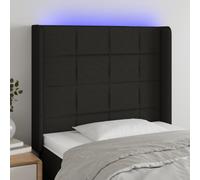 AX Testiera Letto Nero Luci LED Tagliabile 103x16x118/128cm 2 Orecchie + 3124040