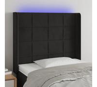 vidaXL Testiera a LED Nera 103x16x118/128 cm in Velluto