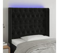 vidaXL Testiera a LED Nera 103x16x118/128 cm in Velluto