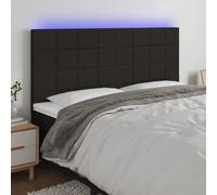 Testiera a led nera 160x5x118/128 cm in tessuto