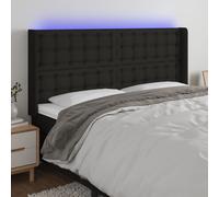 vidaXL Testiera a LED Nera 163x16x118/128 cm in Tessuto