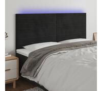 vidaXL Testiera a LED Nera 180x5x118/128 cm in Velluto