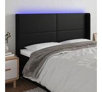 AX Testiera Letto Luci LED 2 Orecchie Similpelle 183x16x118/128cm Nero + 3123870