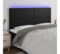 Testiera a led nera 200x5x118/128cm in similpelle