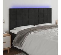 VidaXL Testiera a LED Nera 200x5x118/128cm in Velluto