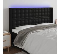 Testiera a led nera 203x16x118/128 cm in similpelle