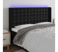vidaXL Testiera a LED Nera 203x16x118/128 cm in Similpelle