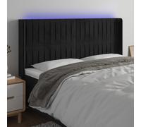 VidaXL Testiera a LED Nera 203x16x118/128 cm in Velluto