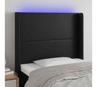 AX Testiera Letto Luci LED 2 Orecchie Similpelle 83x16x118/128cm Nero 0K 3123840
