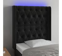 vidaXL Testiera a LED Nera 83x16x118/128 cm in Velluto