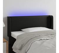 AX Testiera Letto Nero Regolabile 83x16x78/88cm 2 Orecchie LED 55cm News 3123168