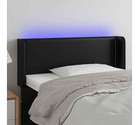AX Testiera Letto Luci LED USB 2 Orecchie 93x16x78/88cm Nero Regolabile 3123174